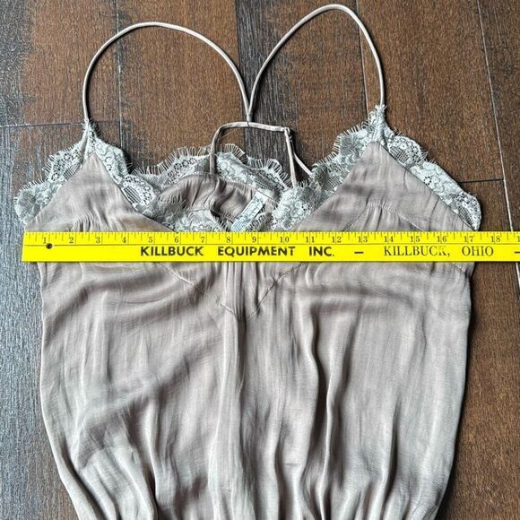 intimately free people satin lace bodysuit tank top women’s size small gray roma - Picture 7 of 8